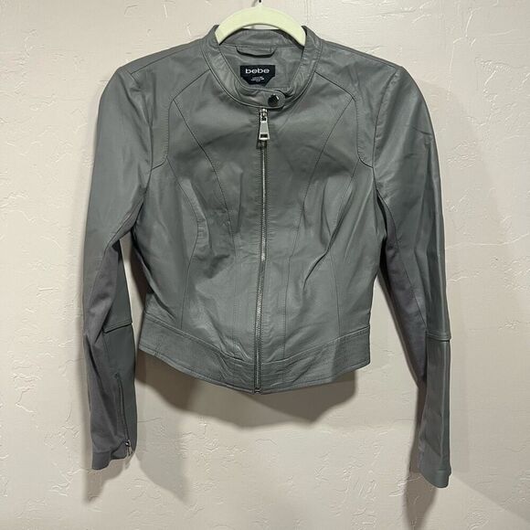 Bebe Gray leather jacket - Picture 1 of 7